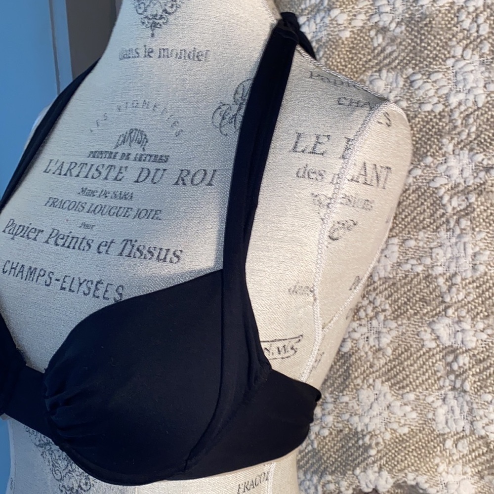 Anne Cole Black bikini halter swimsuit top Small - Picture 3 of 8